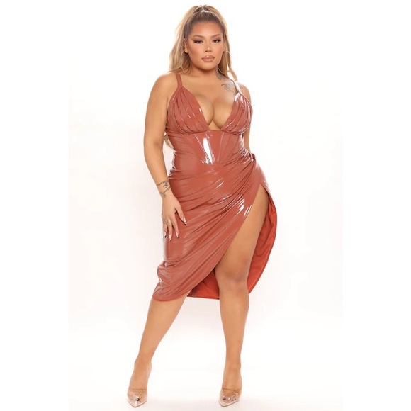 Fashion Nova | Dresses | Fashion Nova Midnight City Latex Midi Dress Nwt |  Poshmark